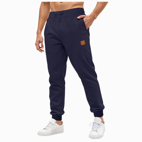 TOWED22 Men's Joggers Sweatpants with Pockets Athletic Cuffed Pants Tapered Leg, Elastic with Drawstring(Navy,L)