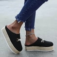 thumbnail image 4 of Moda mujer diapositiva zapatillas Flip Flop hebilla de metal plataforma zapatos de lona Wmkox8yii hj789, 4 of 9