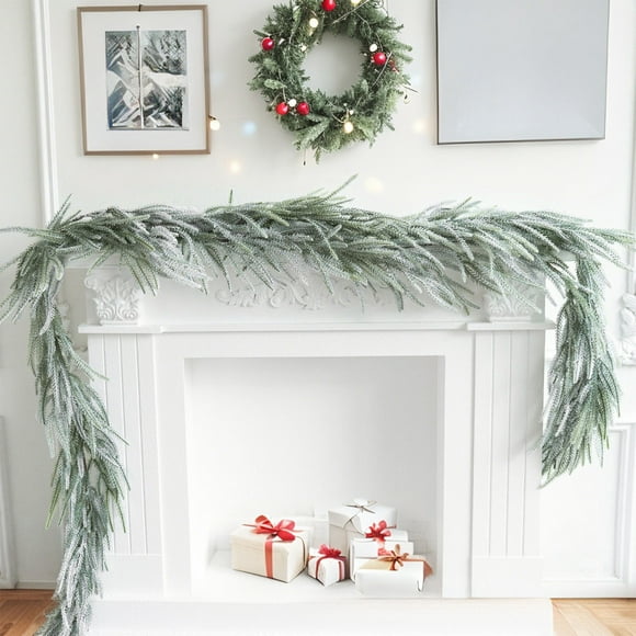 Vaidha 6ft White Flocked Artificial Rattan Christmas Garland | Flexible Snow-Covered Vine for Mantel, Staircase & Tree Decor | Indoor & Outdoor Holiday Decoration