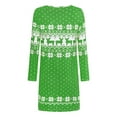 thumbnail image 5 of Automne Hiver Robe à Manches Longues Femmes Mode Noël Imprimé Taille Moyenne Courte A-Ligne Robe, 5 of 5