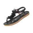 thumbnail image 2 of hoksml Women's Floral Applique Flat Sandals, Elastic Ankle Strap Open Toe Shoes for Summer and Casual Wear, 2 of 9