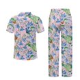 thumbnail image 6 of TSOVTHRID Morning Glory Butterfly Print Women's Pajama Sets Short Sleeve Pajama with Long Pants Soft Button Down Sleepwear, XL, 6 of 7