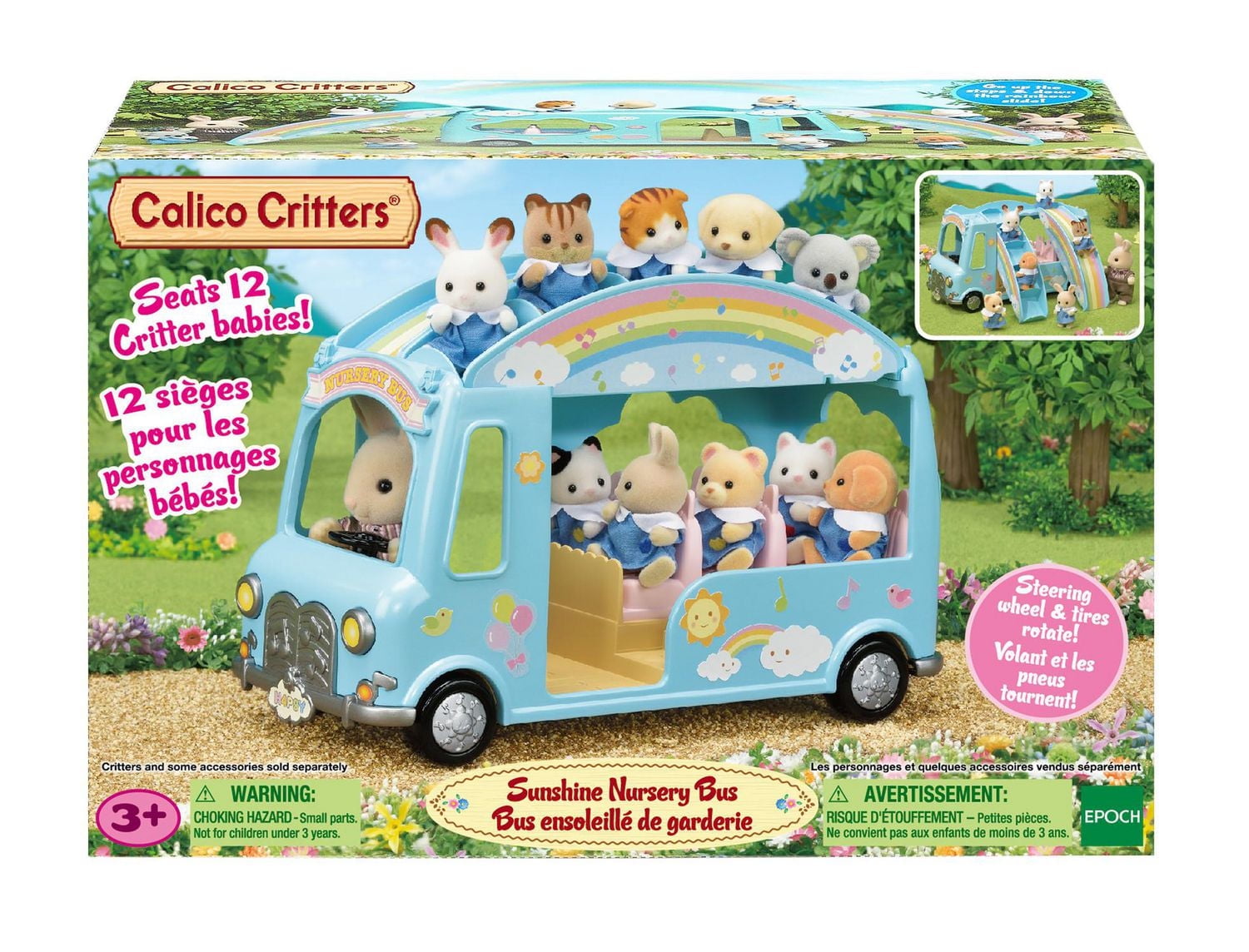 Calico Critters Sunshine Nursery Bus Toy Vehicle for Dolls