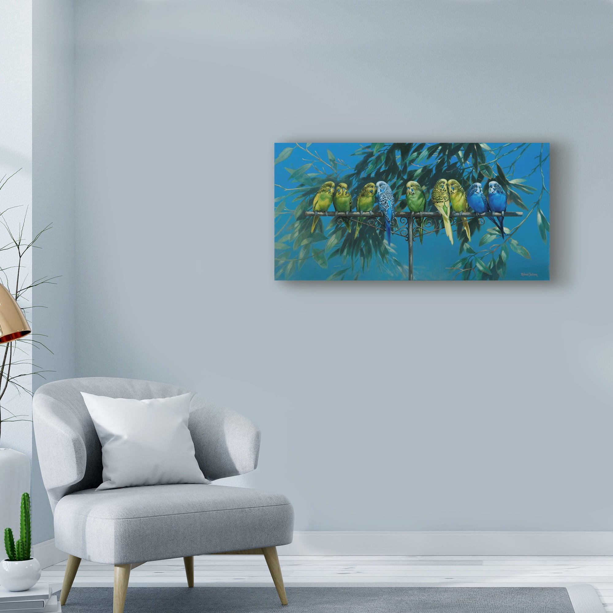 Trademark Fine Art 'Budgies' Canvas Art by Michael Jackson