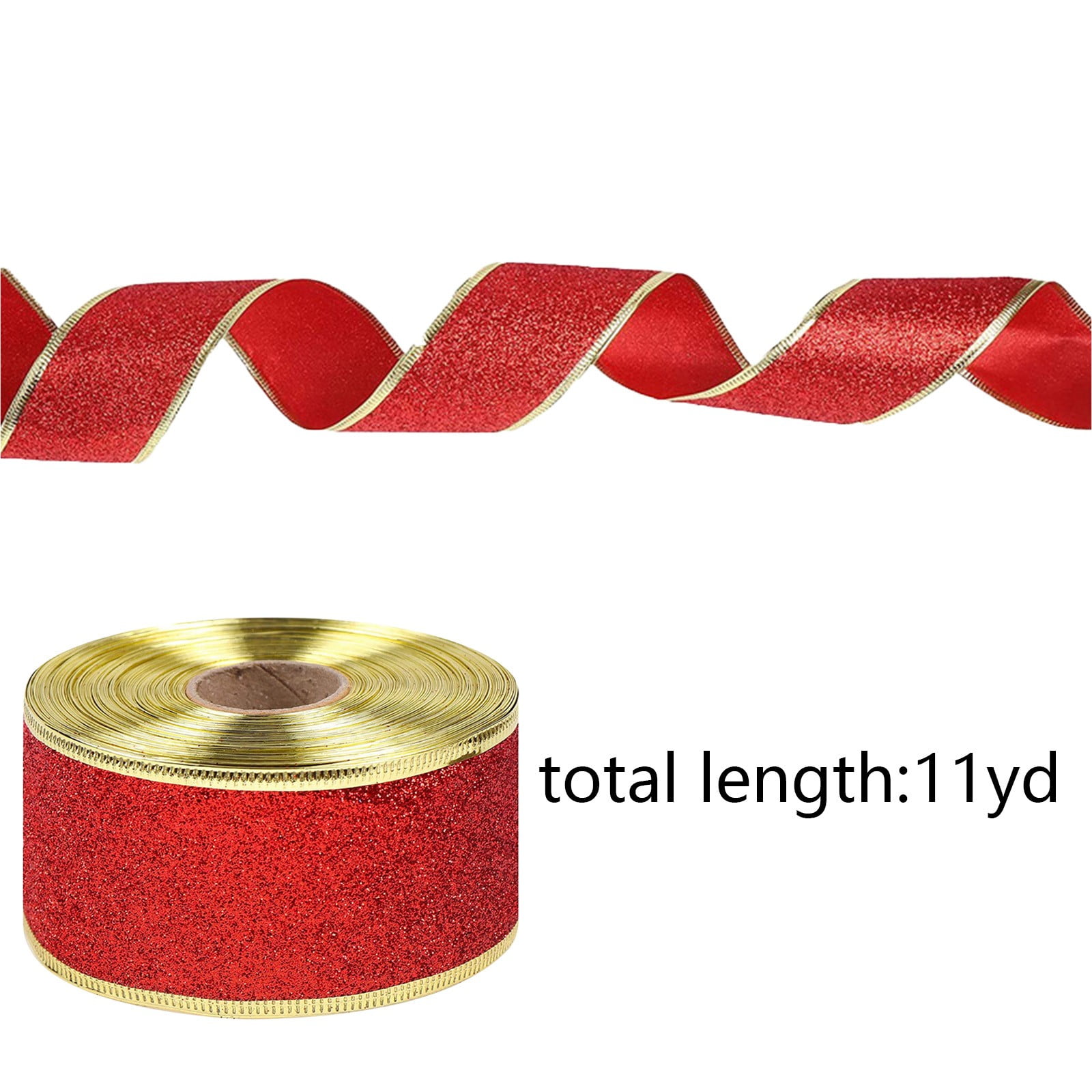 Christmas Decorations Clearance, Ribbon Wired 11 yd x 2 Inch Glitter Wired Ribbon Copper Xams Decorations Terracotta Ribbon for Gift Wrapping Wreath Supplies Christmas Tree Topper
