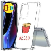 TalkingCase Slim Phone Case Compatible for Motorola Edge 2022, Hello Fries Print, w/ Glass Screen Protector, Light Weight, Flexible, Soft, USA