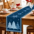 thumbnail image 5 of Blue Christmas Trees Table Runner 70 Inches Long Farmhouse Dress Scarves, Navy Winter Snowflakes Retro Plaid Dining Tablerunner for Coffee Table/Kitchen Island/Party Décor, 13" x 70", 5 of 8