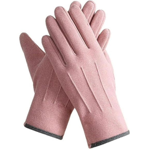 Women’s Winter Touchscreen Gloves – Soft Suede Feel Warm Driving Gloves with Fleece Lining, Elegant Anti-Slip Outdoor Thermal Gloves for Cold Weather (Pink)