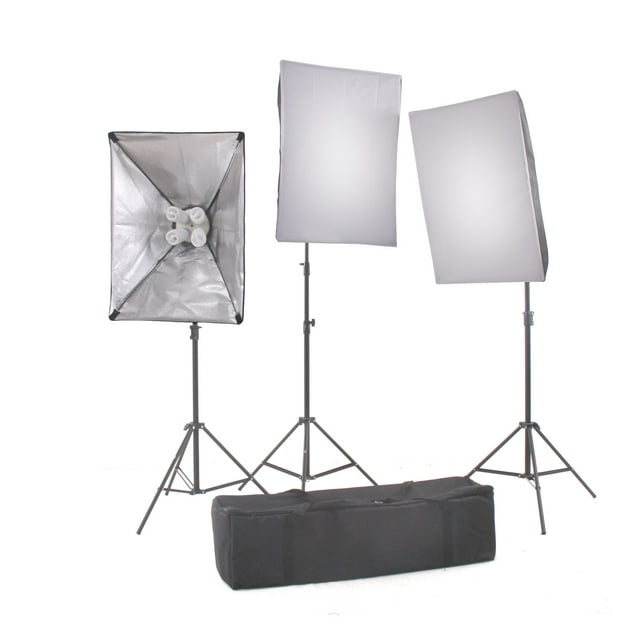 StudioFX 2400 WATT Digital Photography Continuous Softbox Lighting Studio Video Portrait Kit CH9004S3 by Kaezi