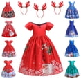 thumbnail image 2 of Vestido de Navidad para niños, vestido estampado de tela forjada, vestido de princesa para niña de Papá Noel navideño, 2 of 5
