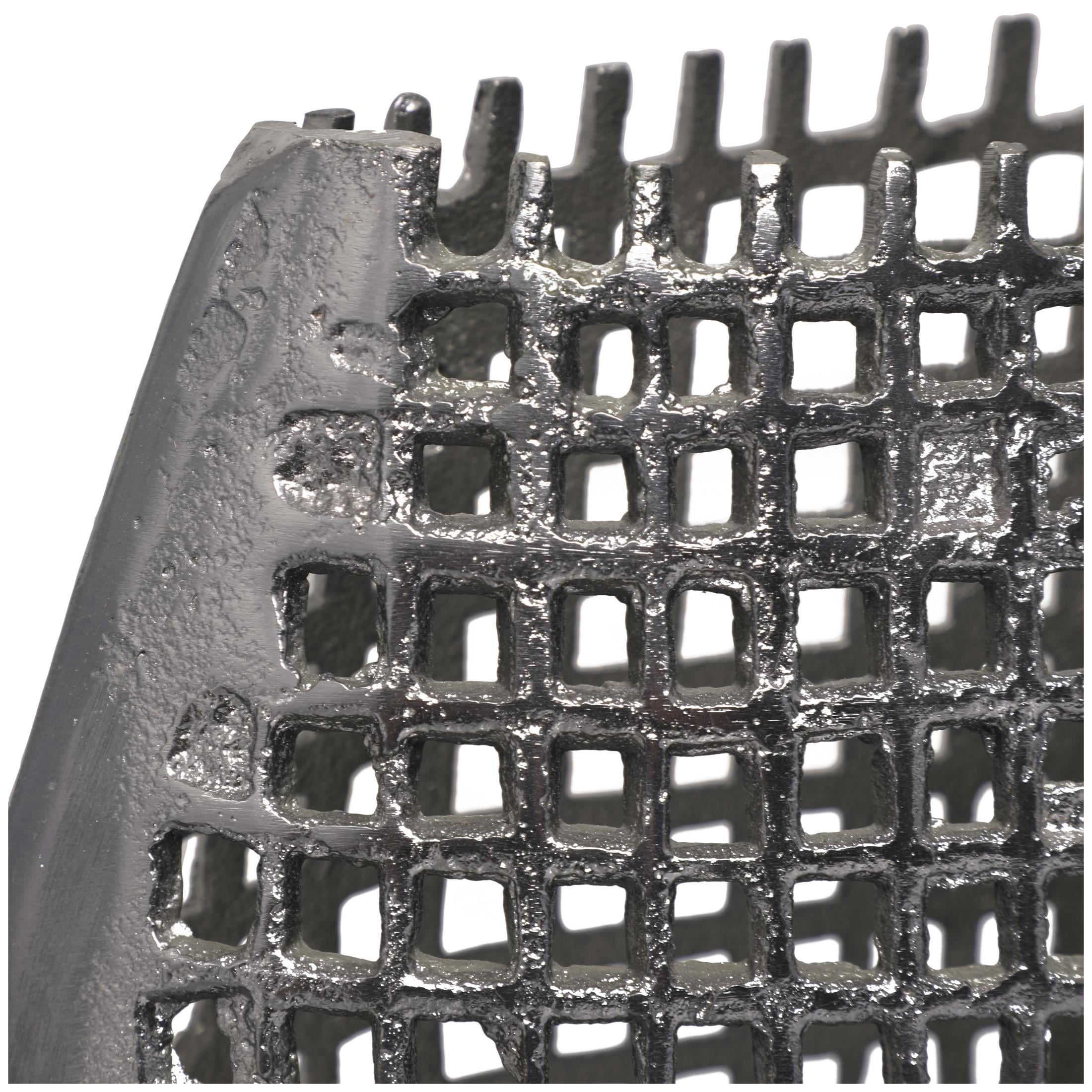 DecMode 12" Abstract Grid Inspired Dark Gray Aluminum Metal Vase with Open Frame Design