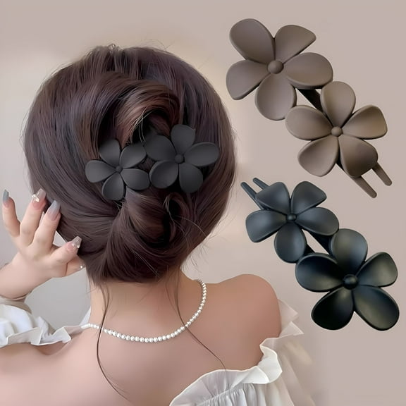 VANIDO 2pcs Flower Claw Clips Flat Hair Clips Decorative Hair Claw Clips For Weddings Parties Daily Wear Fancy Hair Accessories