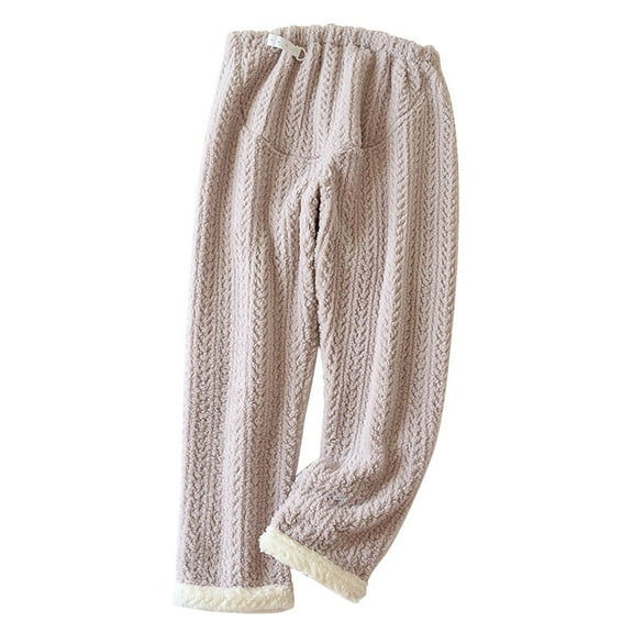 Kaemgyyd Fleece Pajama Pants for Women Plush Fuzzy Adjustable Waist Sleepwear Cozy Soft Pj Trousers Loungewear