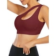 thumbnail image 2 of Women's One Shoulder Cut Out Tank Top Workout Padded Sports Bra Post-Surgery Bra Sexy Medium Support Fitness Running Bras, 2 of 6