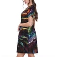 thumbnail image 2 of Disketp Colorful Dragon Head Profile para Vestido de Manga Corta para Mujeres, Vestidos de Verano para Mujeres, Casual y Holgado para la Playa, 2 of 6