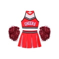 thumbnail image 3 of Xnihocha Girls Classic Cheerleading Team Uniform Mesh Splice Crop Top with Pleated Boxer Skirts Rooter Stage Suit Red 14, 3 of 7