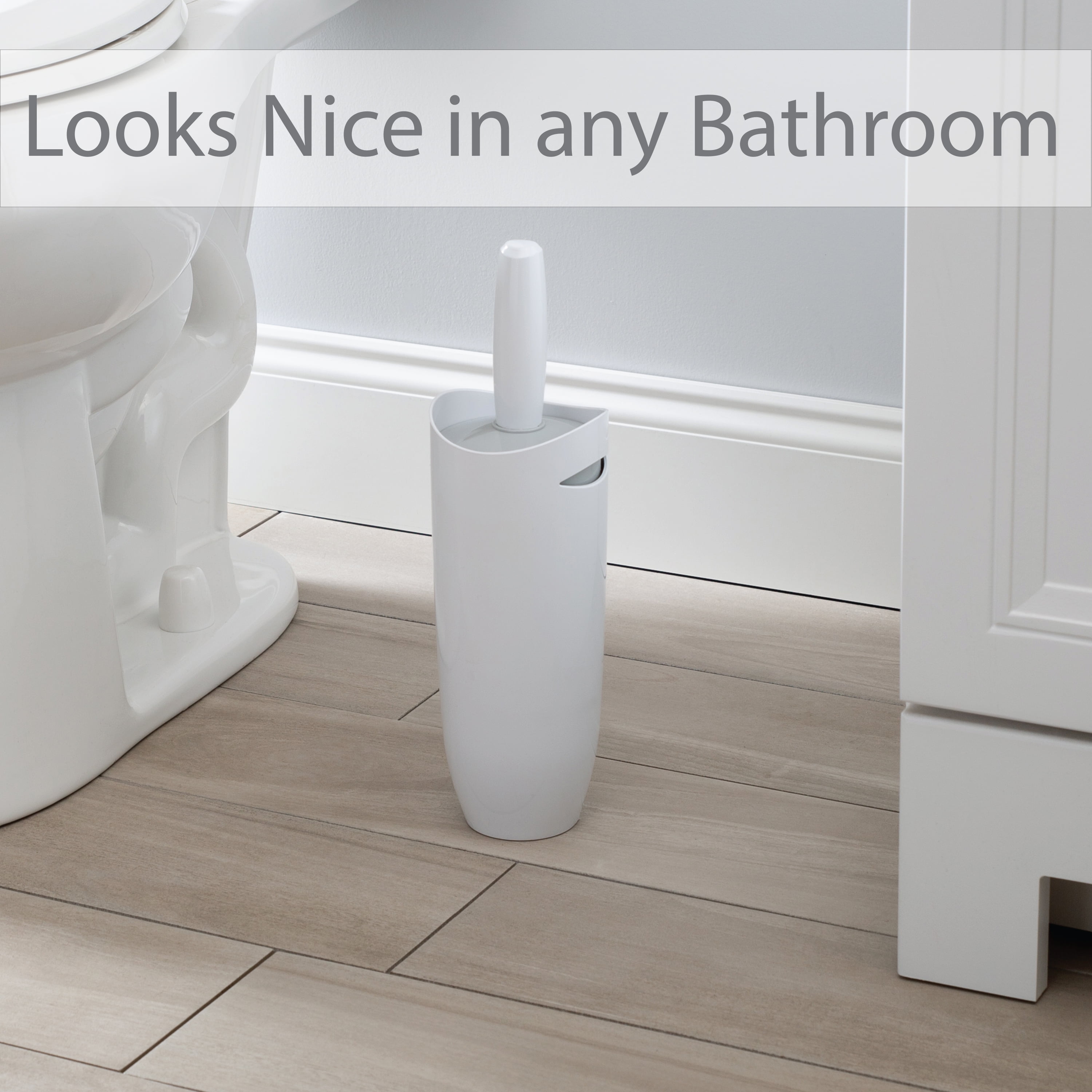 Bath Bliss 2 Pack Contour Toilet Brush and Holder in White