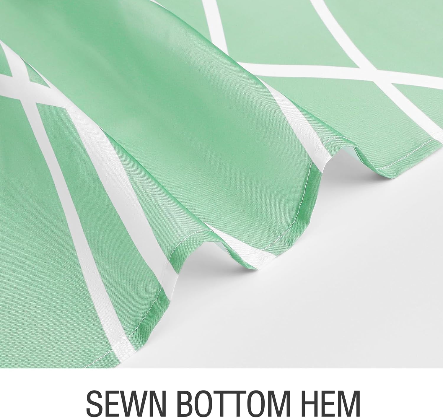 Abstract Striped Shower Curtain, Modern Minimalist Waterproof Fabric Shower Curtain Set with Hooks 72" x 72" - Mint Green