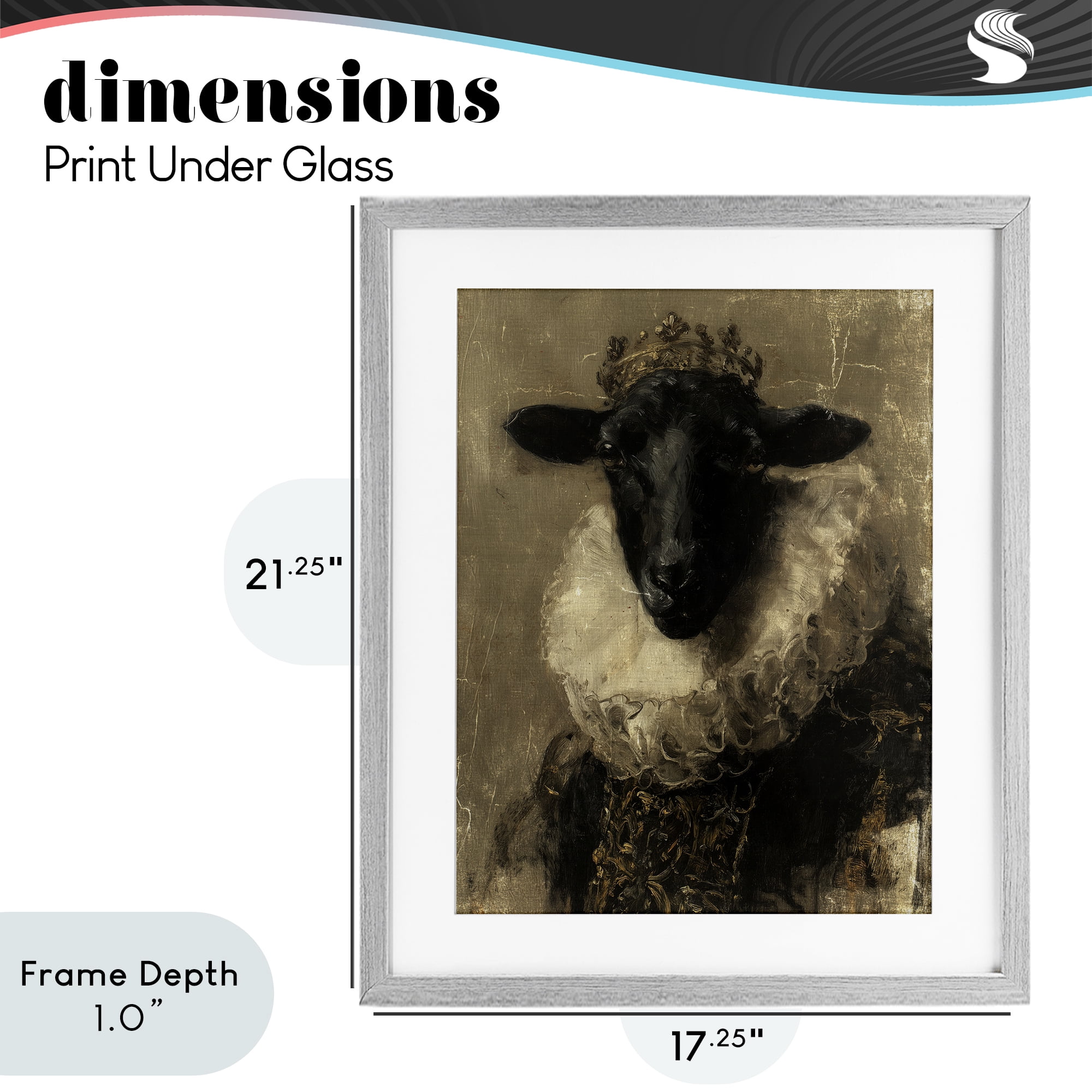 Stupell Industries Noble Ram Portrait Gray Framed Print Under Glass, design by Svetlana Aleynikova