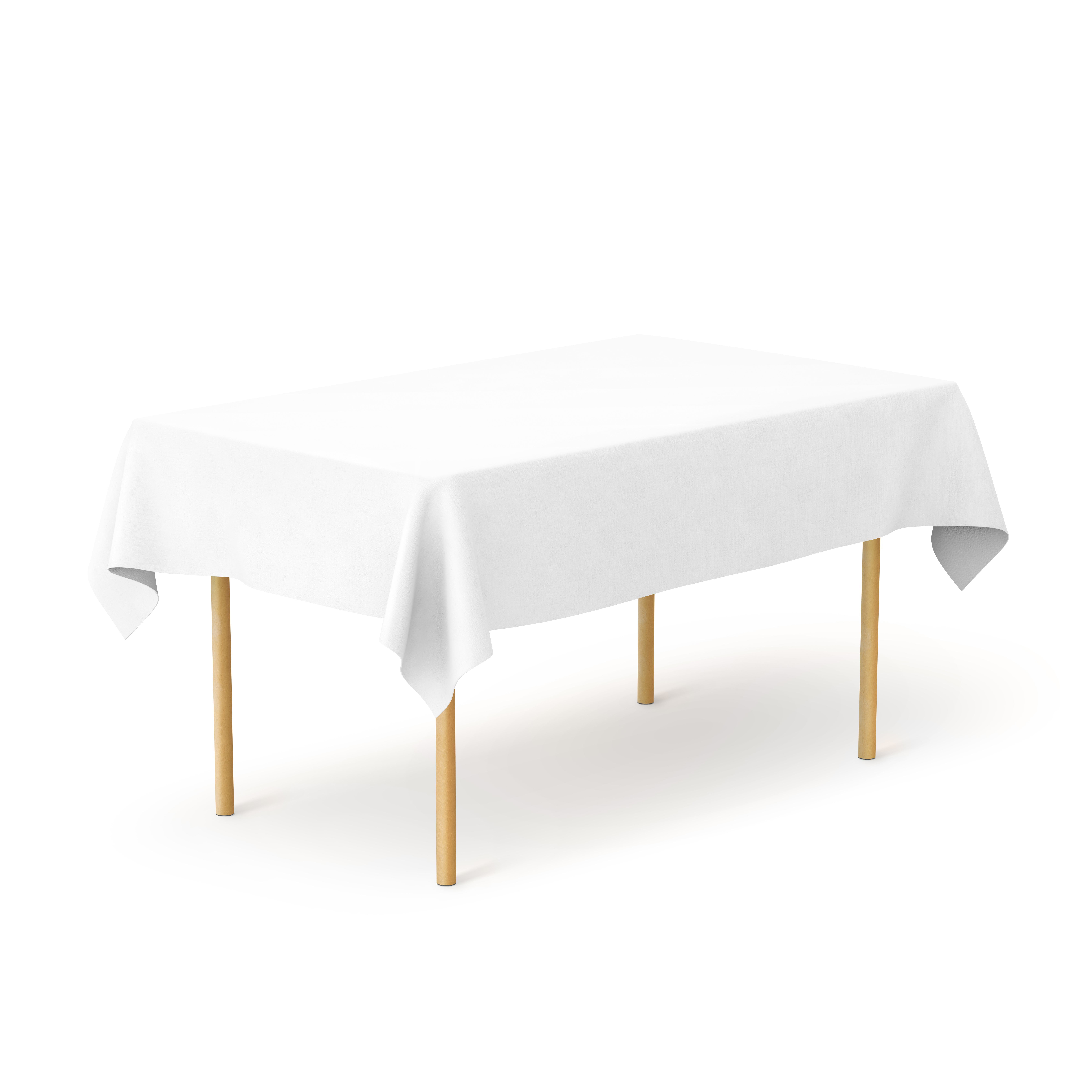 Pomp Pure White 90 x 132 Poplin Polyester Tablecloth Stain Resistant Easy Care Premium Fabric Fits 6FT Rectangle Table | Wrinkle 2 Pack