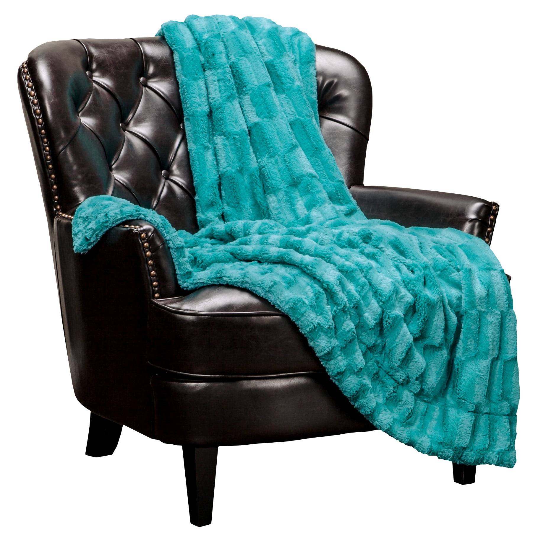 Chanasya Super Soft Fuzzy Faux Fur Elegant Rectangular Embossed Throw