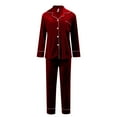 thumbnail image 4 of Family Christmas Pjs Velour Pajamas Long Sleeve Button down Home Sleepwear Set Warm Pjs Matching Holiday Pajamas for Couples, 4 of 6