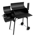 thumbnail image 2 of Alvantor Barrel Charcoal Grill Offset Smoker 2-Chamber BBQ Smoker Grill with Thermometer Side Table Wheels Powder Coated Iron Black, 2 of 10