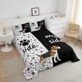 thumbnail image 3 of Paw Comforter Set Queen,Cute Puppy Bones juego de cama Blanco y Negro Animal, 3 of 6
