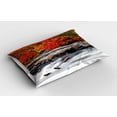 thumbnail image 2 of Ambesonne Autumn Pillow Sham 2 Pack, Fall Forest Driftwood, 36"x20", Red, 2 of 3