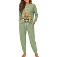 thumbnail image 3 of HELLHERO Capybara Daisy Printed Womens Pajama Sets Soft Sleepwear Long Sleeve Top and Pants Pjs Set Crewneck Loungewear with Pockets, L, 3 of 5