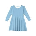 thumbnail image 5 of Abcomgle Girls Dresses Size 10-12 Casual A-Line Long Sleeve Tshirt Dress Solid Crew Neck Girls Skater Dress Flare Swing Dresses for 4-14t Kids 5-6 Years,Light Blue, 5 of 5