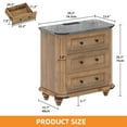 thumbnail image 5 of Craftian Rustic Bedside End Table Set of 2 with Power Outlets & 3 Drawers, Brown, 5 of 8
