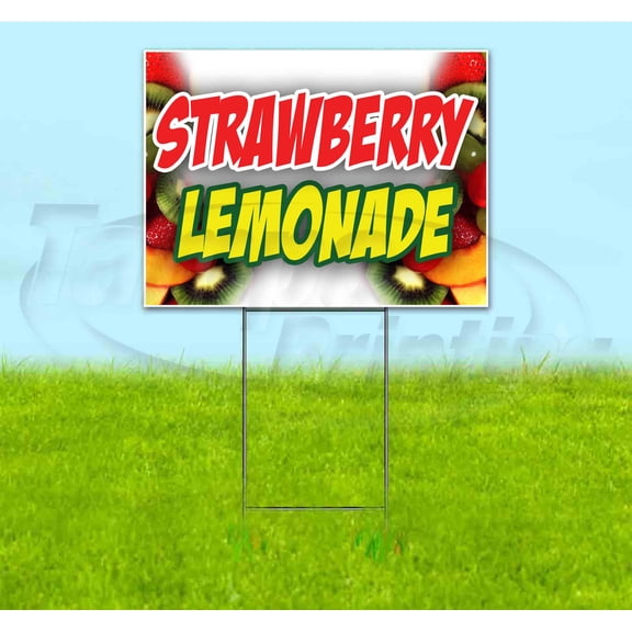 Strawberry Lemonade (18" x 24") Yard Sign, Includes Metal Step Stake