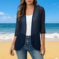 thumbnail image 2 of yoeyez Women Casual 3/4 Sleeve Cardigan Lightweight Chiffon Open Front Cardigans Elegant Dressy Sheer Shrugs for Dresses Navy,S, 2 of 7