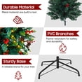 thumbnail image 3 of 7ft Pre-Lit Spruce Pencil Christmas Tree with 450 Lights, 920 Full Branch Tips, Slim Artificial Xmas Tree Pine Cone & Red Berries, Includes Metal Base, Ideal Xmas Decor for Home and Office, Green, 3 of 11