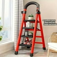 thumbnail image 5 of Folding 4/3 Step Ladder, Portable Ladder For Multi-Purpose, Home, Kitchen, Heavy Sturdy Steel Step Stool With Anti-Slip Wide Pedals, Handrail, Safe-Lock Design, 330lbs Load, Black&Red, 5 of 15