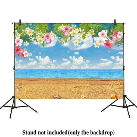 Beach Background (HelloDecor Polyster 7x5ft photography backdrops Tropical party Birthday Hawaii Summer Beach banner photo studio booth background newborn baby shower)