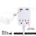 thumbnail image 2 of Bande d'Alimentation de Protection contre les Surtensions GE Pro avec Charge Rapide USB, Rallonge Extra Longue de 8 Pieds, Prise Plate, 2 Prises, 2 USB, 2 of 5