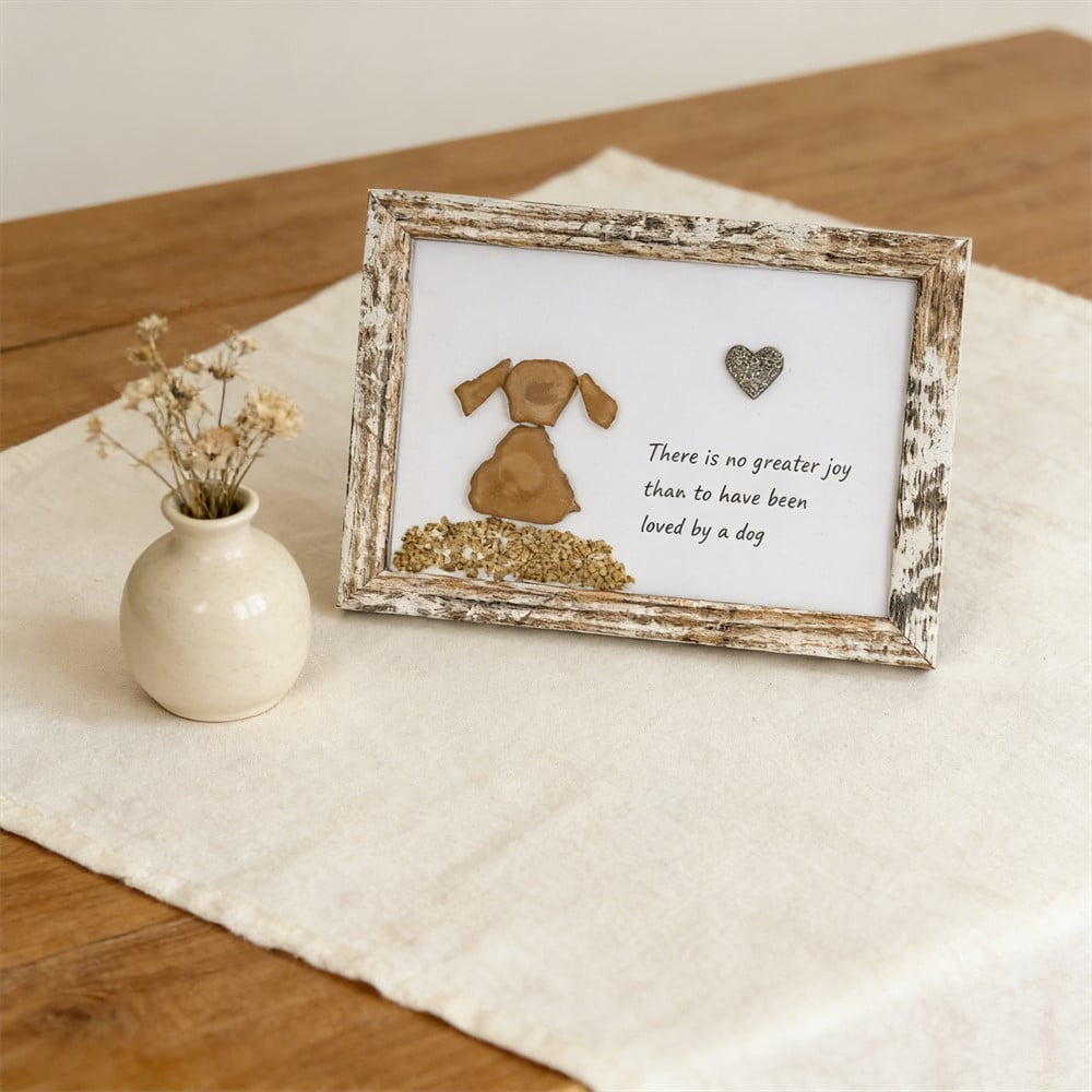 Fufafayo 2Pcs Pet Memorial Art Framed Wall Decor, Sea Glass Dog Art Sympathy Gift, When I Needed A Hand I Had Your Paw Beach Decor For Dog Lovers Pet Loss