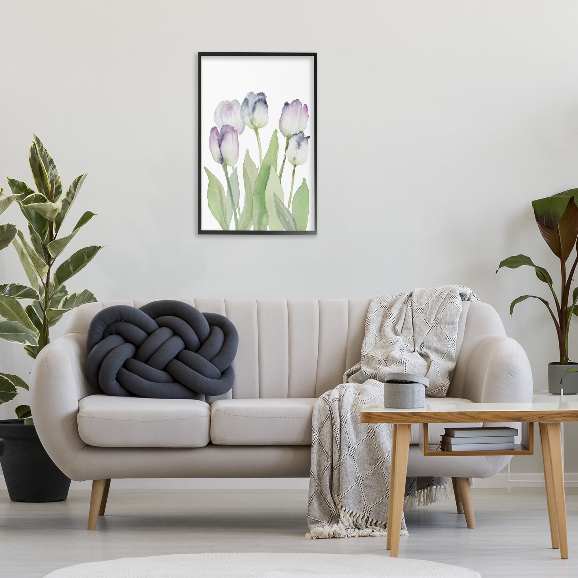 Stupell Industries Soft Garden Tulips Botanical & Floral Painting Black Framed Art Print Wall Art, 20 x 30