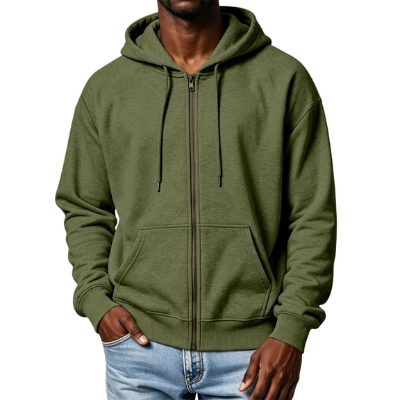 Hsovts Mens Zip Up Hoodie, Solid Color Fleece Jacket Casual Sweatshirt | Soft Brushed Fleece, Full-Zip Front With A Classic Hood. Ribbed Cuffs And Hem, Split Kangaroo Pocket. Relaxed Fit. Green 3xL