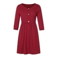 thumbnail image 3 of JUNWELL Robes de Femmes sous 10.00 Mode Femmes Robes d'Été Solide Casual V-Cou Bouton Poches Vacances Plage Mini Robe, 3 of 8