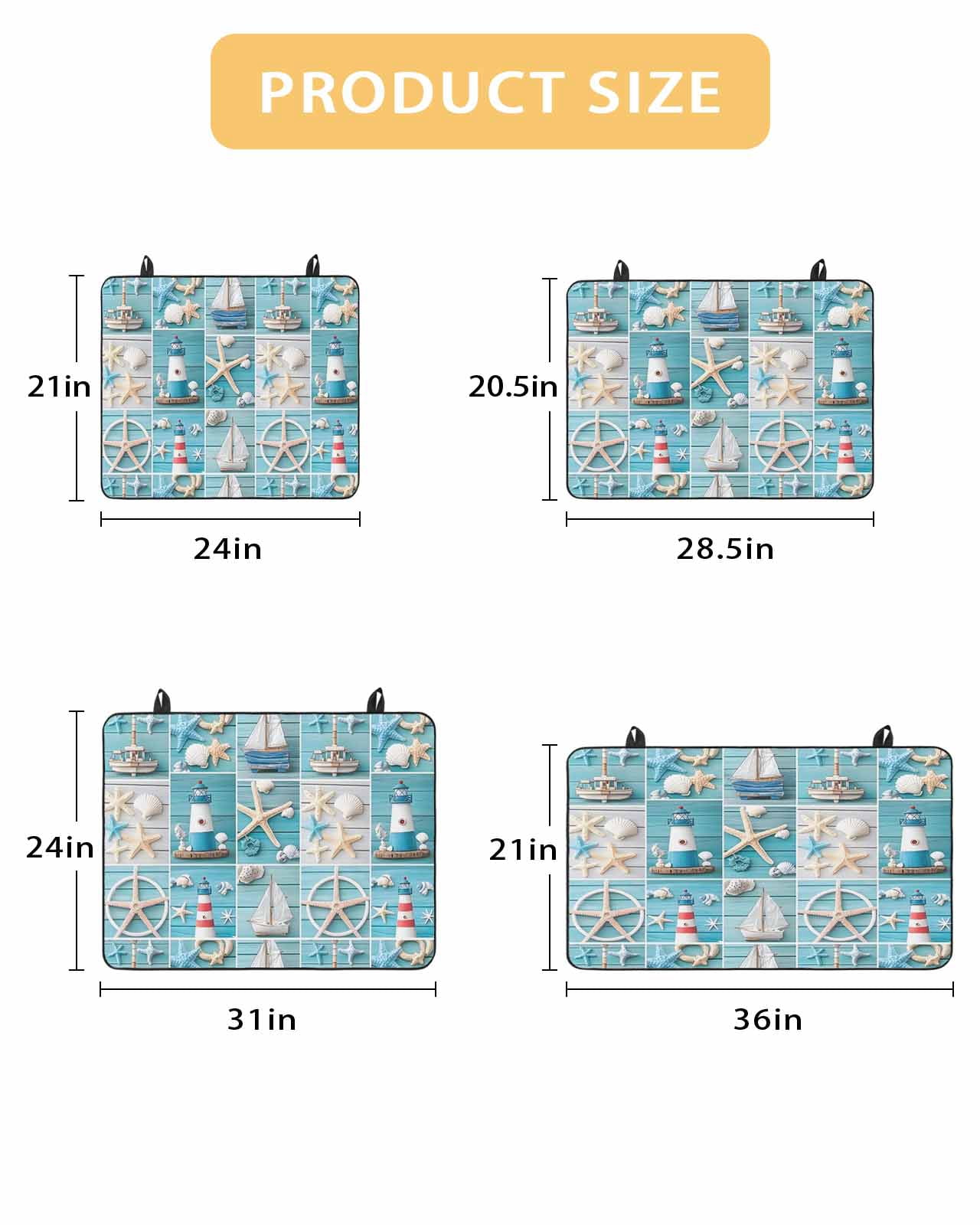 nqOlkjepod Large Induction Cooktop Protector Mat 24"x21", Nautical Beach Stove Top Covers for Electric Stove, Blue Coastal Starfish Lighthouse Starfish Stove Burner Cover Mats, Glass Top Stove Cover