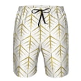thumbnail image 4 of Naloa White And Gold Geometry Men's Beach Shorts, Surfing shorts, Swim trunks, Quick Dry Swim Trunks for Surfing Beach Fun - Large, 4 of 9