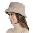thumbnail image 3 of Womens Solid Color Winter Thermal Windproof Bucket Fisherman Hat For Women, 3 of 5