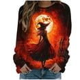 thumbnail image 4 of Kilaqueen Halloween Shirts for Women Long Sleeve Crewneck Witch Graphic Sweatshirts Vintage Festival Pullover Tops Fall Cute Loose Blouses Funny Gifts, 4 of 6