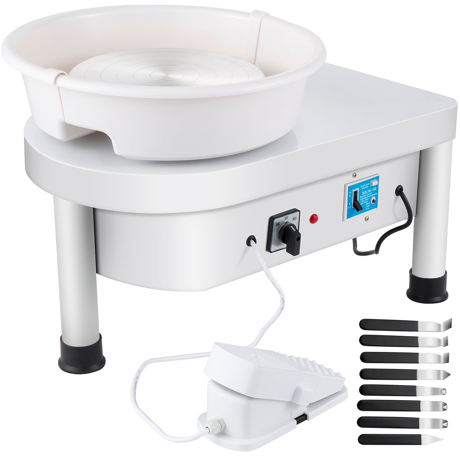 Pottery Wheel Machine UK Plug 350W 25cm Turntable Mini Pottery Machine with Removable Basin and Foot Pedal Clay Sculpture Tools for DIY Art Clay Making 