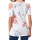thumbnail image 4 of Qarigey Camiseta de mujer con estampado bohemio y hombros descubiertos, blusa de manga corta con hombros descubiertos Prendas para la parte del cuerpo Blanco M Qarigey AP003084-12, 4 of 6