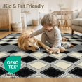 thumbnail image 4 of ODIKA 5'x7' Washable Area Rug Non-Slip, Low Pile, Stain Resistant Large Abstract Grid Contemporary Blackrug Grey Classroom for Guest Room, Lounge, Apartment, 4 of 7