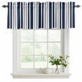 thumbnail image 2 of Navy Blue Grey Striped Valances for Windows, Decorative Rod Pocket Window Valance Curtains, Modern Minimalist Ombre Lines Short Curtain Drapes for Kitchen/Living Room, 2 Panels, 42" W x 18" L, 2 of 8